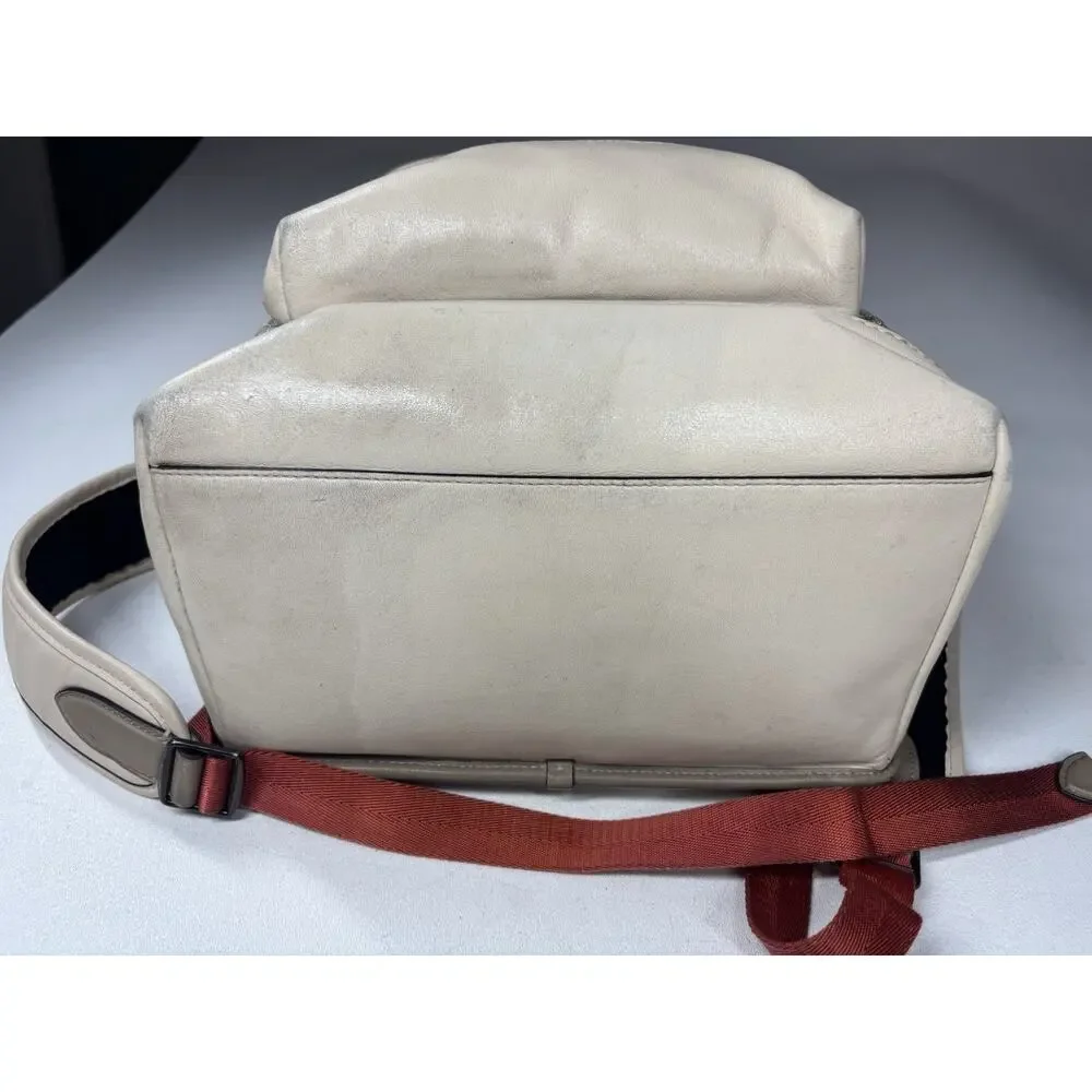 Coach League Flap Backpack Signature Jacquard Stone Ivory Leather Academia Rare